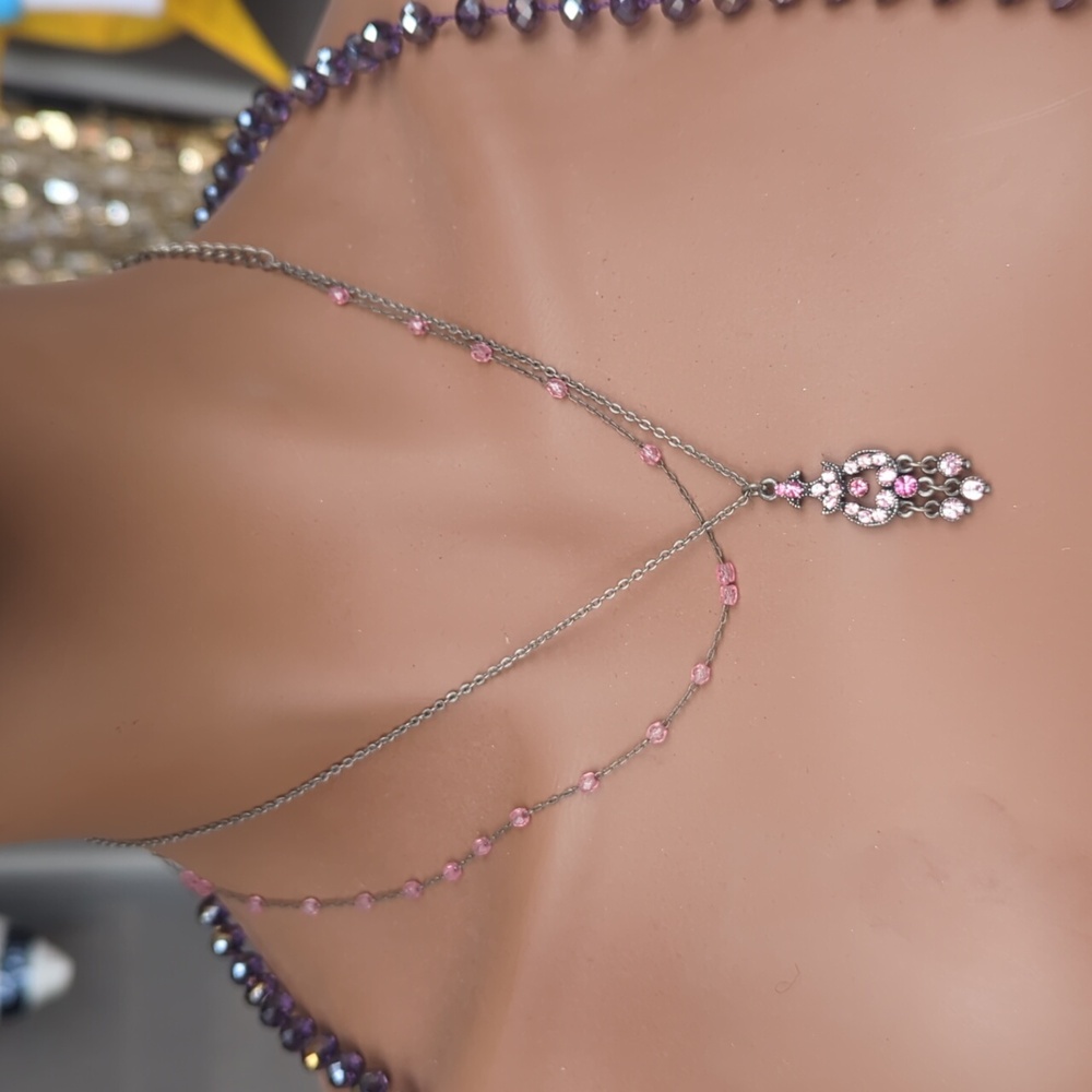Pink jeweled necklace